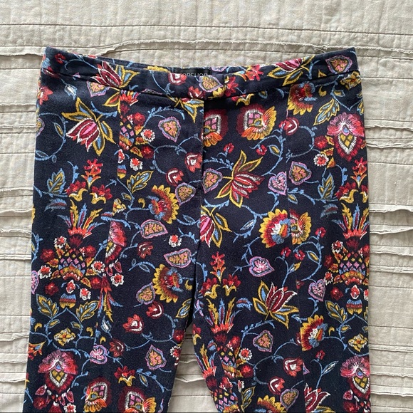 Topshop Navy Floral Skinny Dress Pants Size 6 - Picture 3 of 9